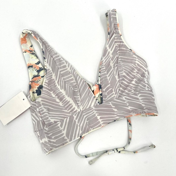 MAAJI Reversible Triangle Bikini Top Small Gray Sunray Catcher Lace Up Swimsuit - Picture 6 of 9